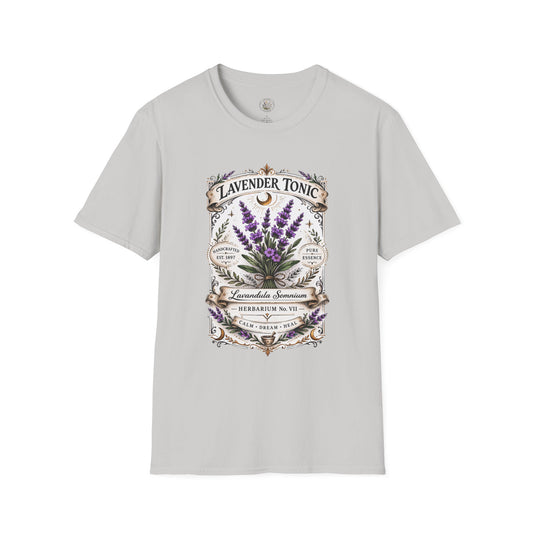 Old Soul Apothecary Lavender Tonic Botanical Tee — Vintage Herbal Label Shirt - Creations by Chris and Carlos
