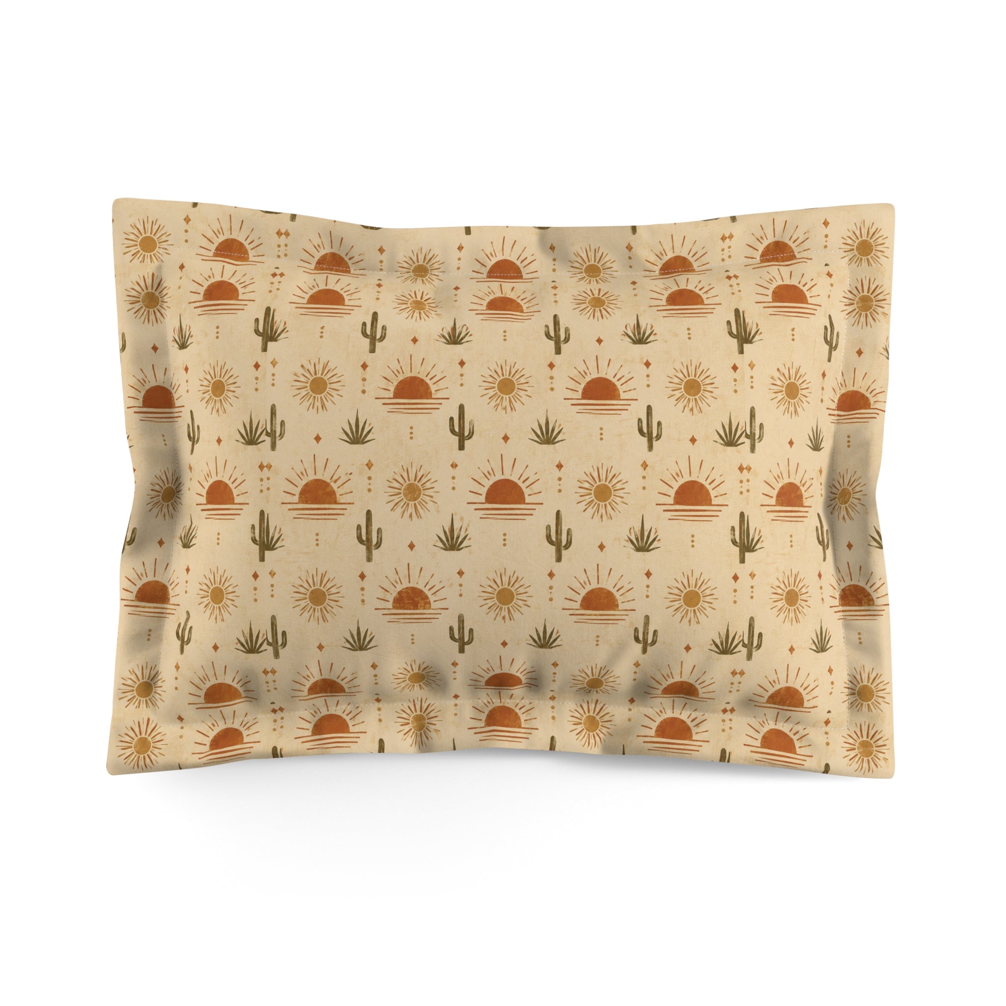 Desert Sunset Pillow Sham — Boho Cactus & Sun Pattern Microfiber - Creations by Chris and Carlos