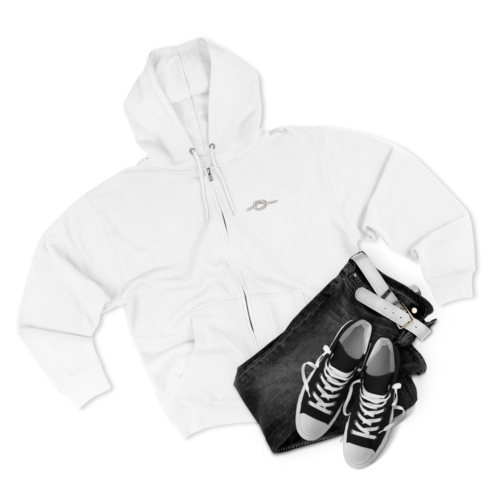 Y KNOT U Rope Knot Anchor Zip Hoodie — Nautical Graphic Unisex Zip-Up - Creations by Chris and Carlos