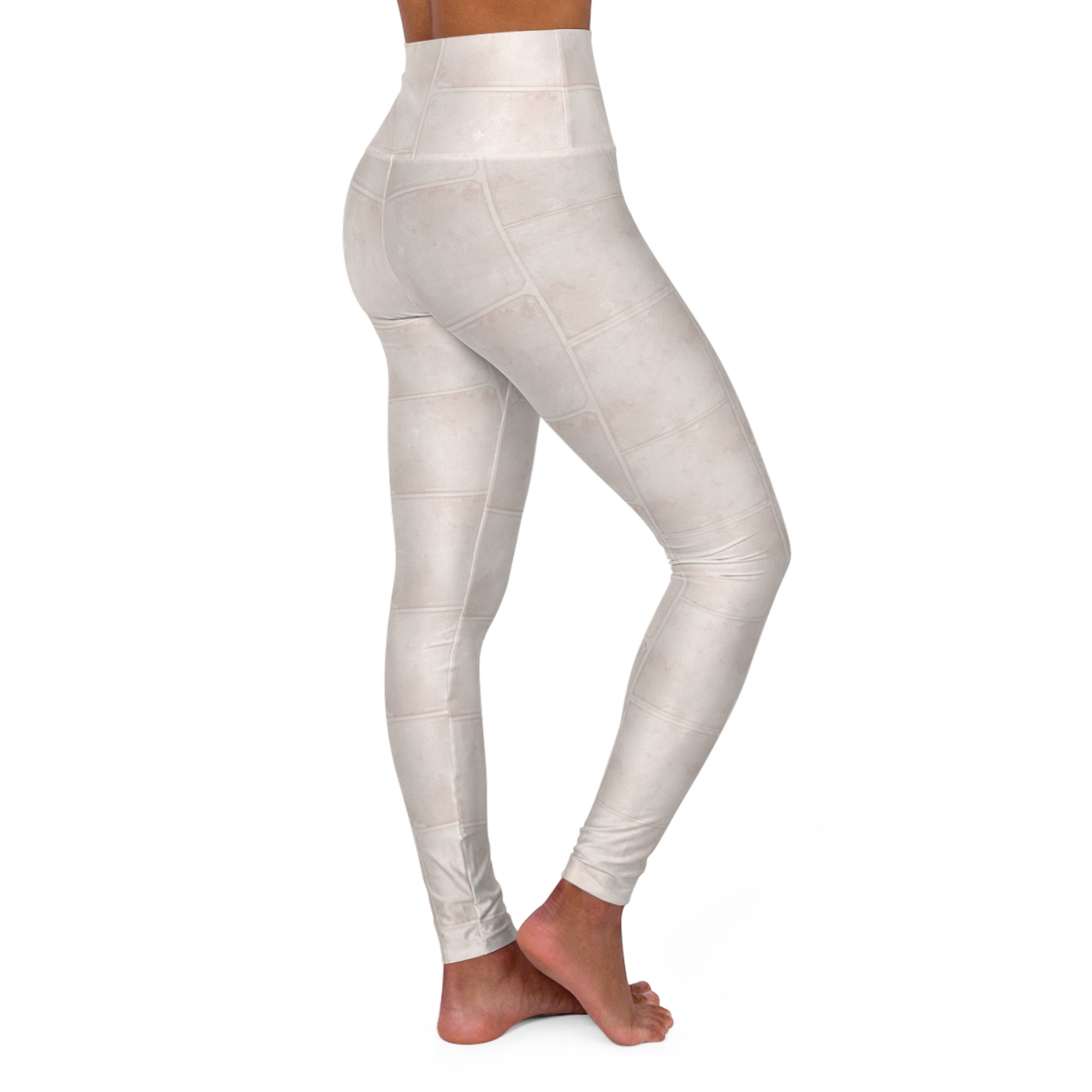 High-Waist Yoga Leggings — Light Blush Marble All-Over Print - Creations by Chris and Carlos