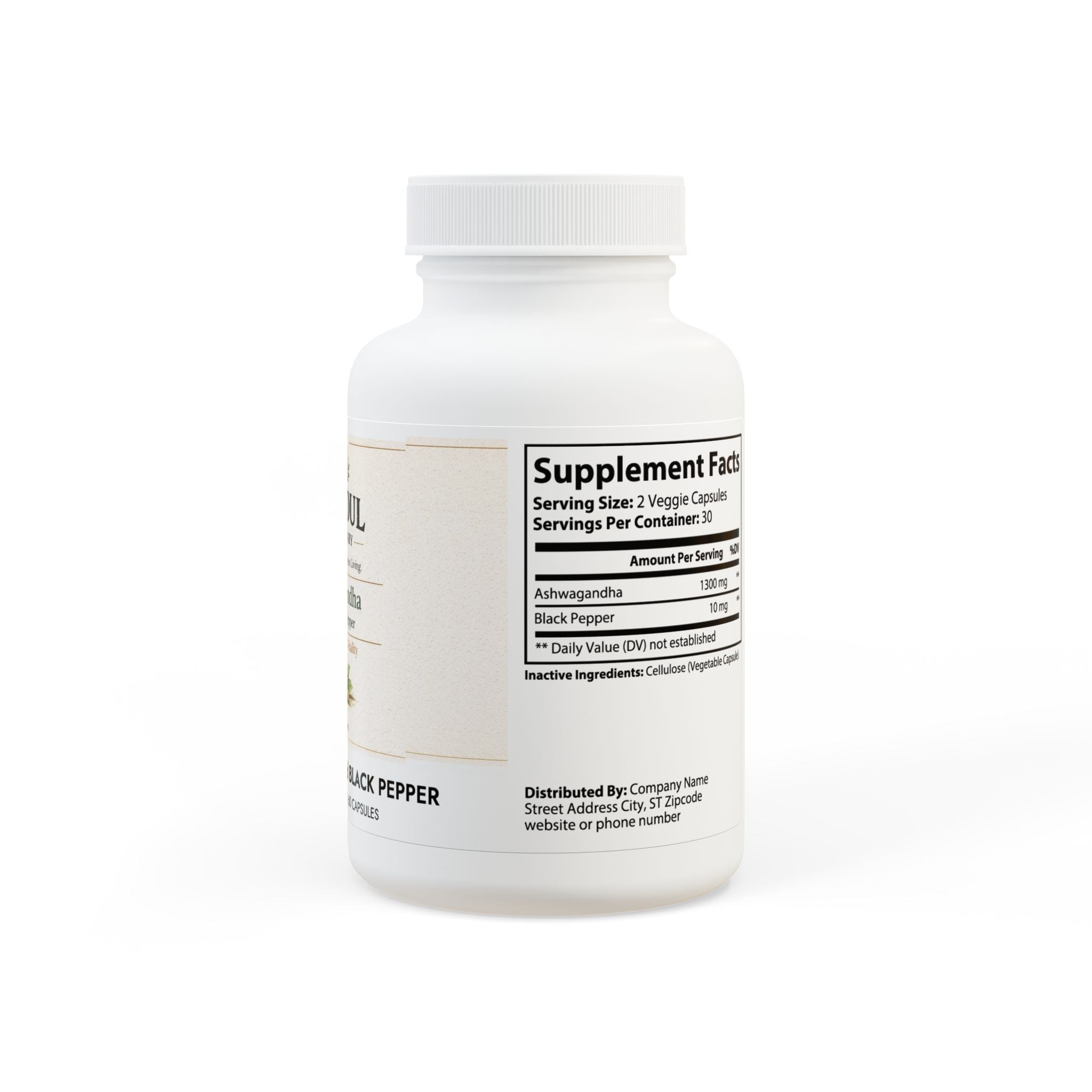 Ashwagandha and Black Pepper Supplement (60 capsules) - Creations by Chris and Carlos