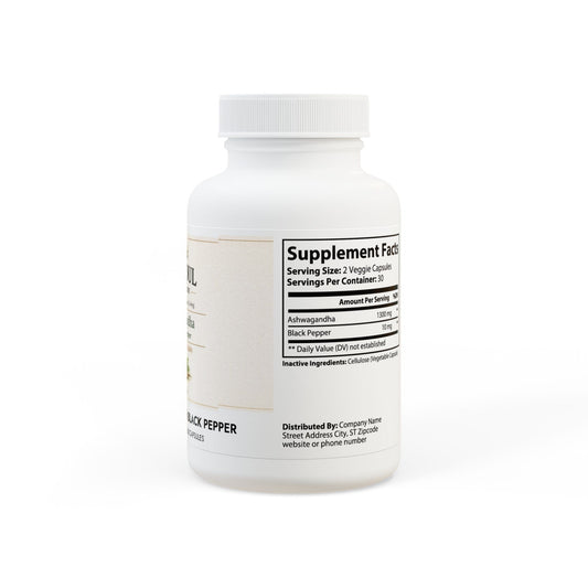 Ashwagandha and Black Pepper Supplement (60 capsules) - Creations by Chris and Carlos