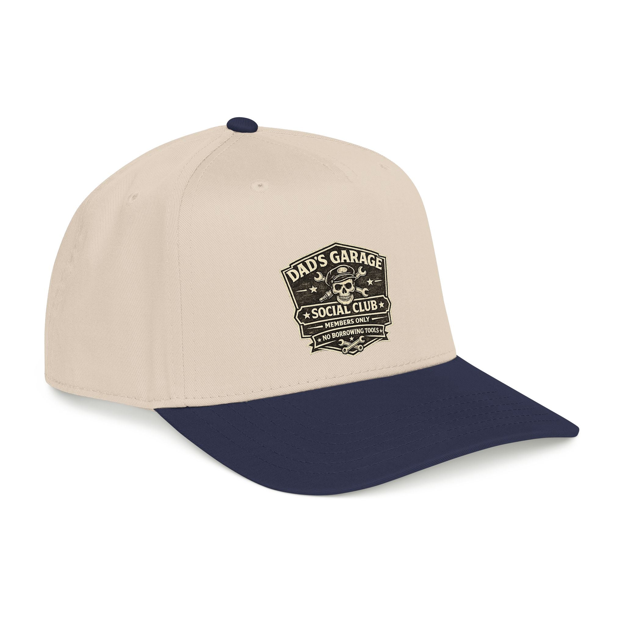 Dad's Garage Social Club Baseball Cap — Vintage Mechanic Snapback Hat - Creations by Chris and Carlos