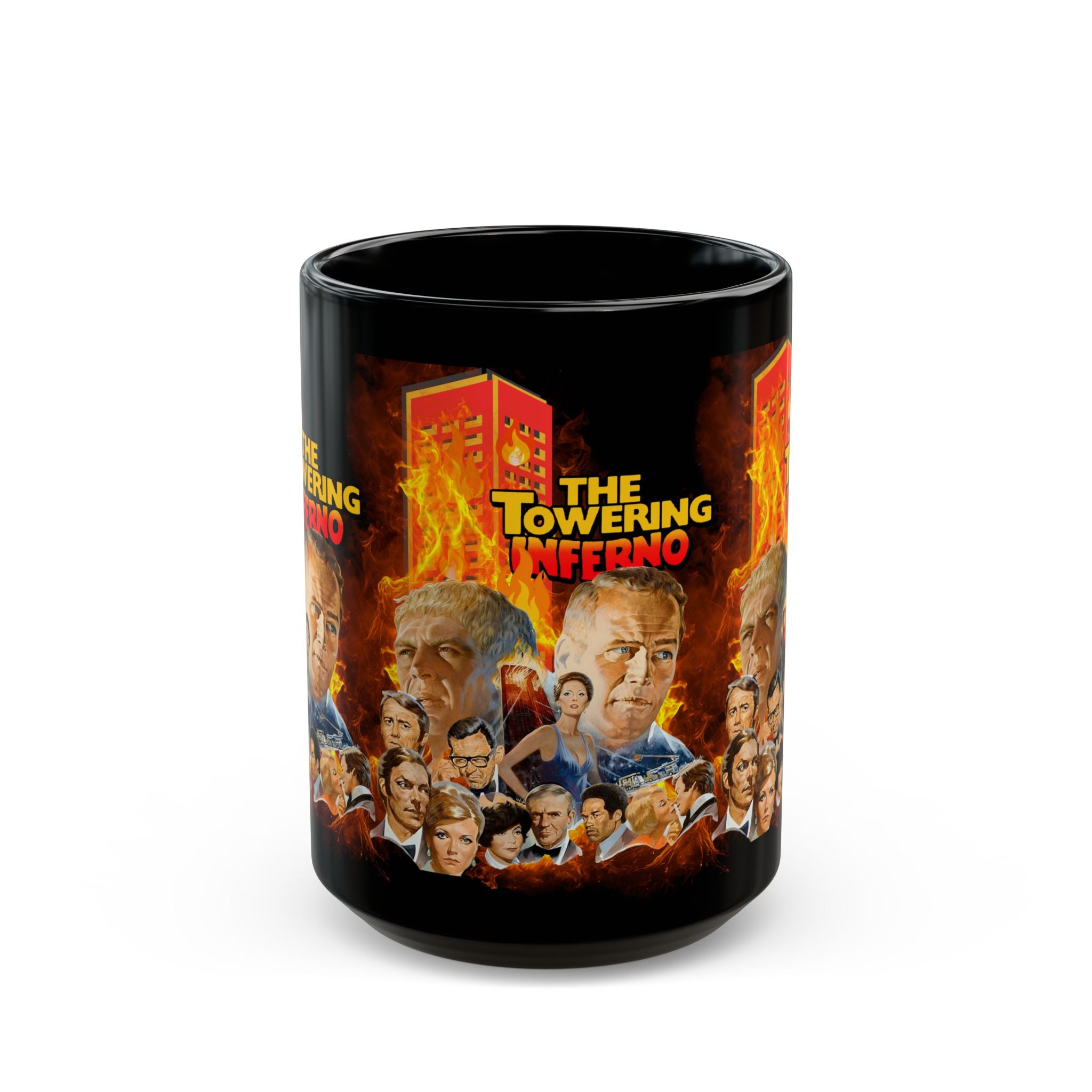 The Towering Inferno Movie Collage Mug — Retro Disaster Film Coffee Cup (11oz/15oz) - Creations by Chris and Carlos