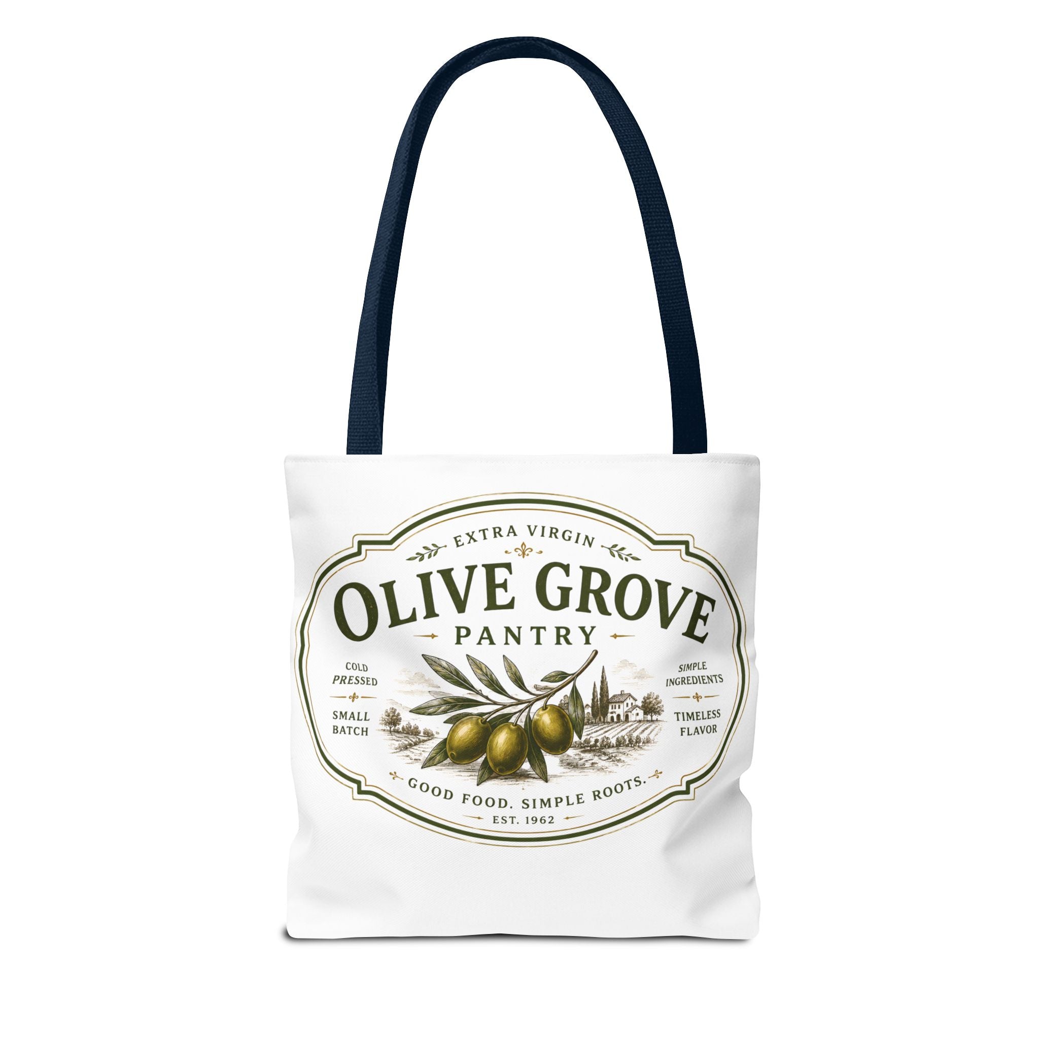 Olive Grove Pantry Tote Bag — Vintage Olive Oil Market Grocery Tote - Creations by Chris and Carlos