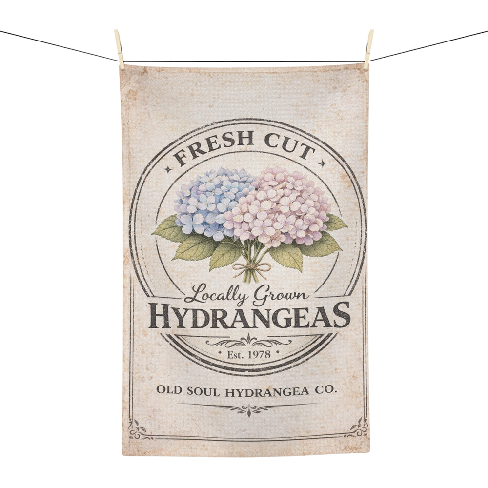 Hydrangeas Tea Towel - Fresh Cut Floral Microfiber Kitchen Towel