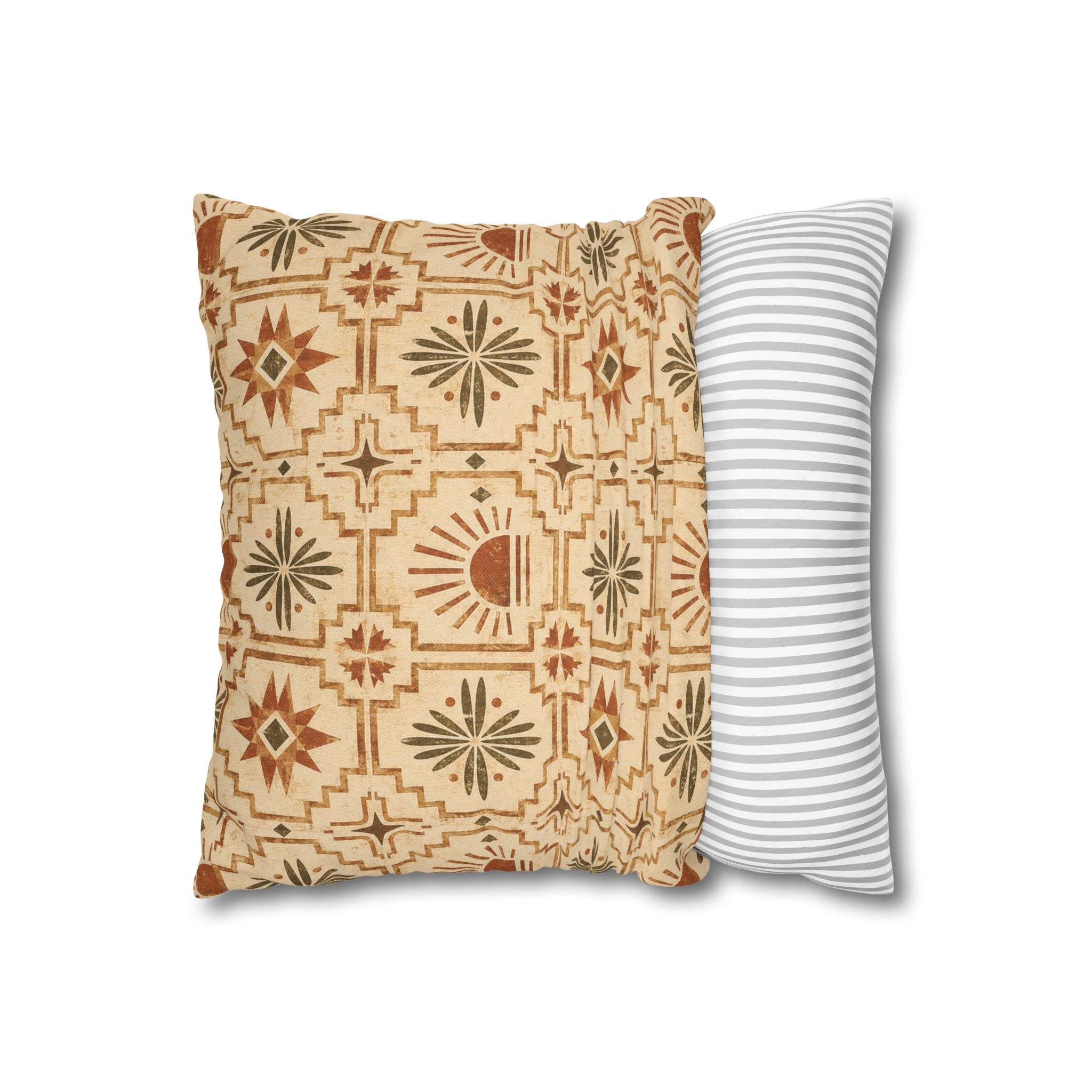 Southwestern Sunburst Pattern Pillowcase — Boho Geometric Throw Cover - Creations by Chris and Carlos