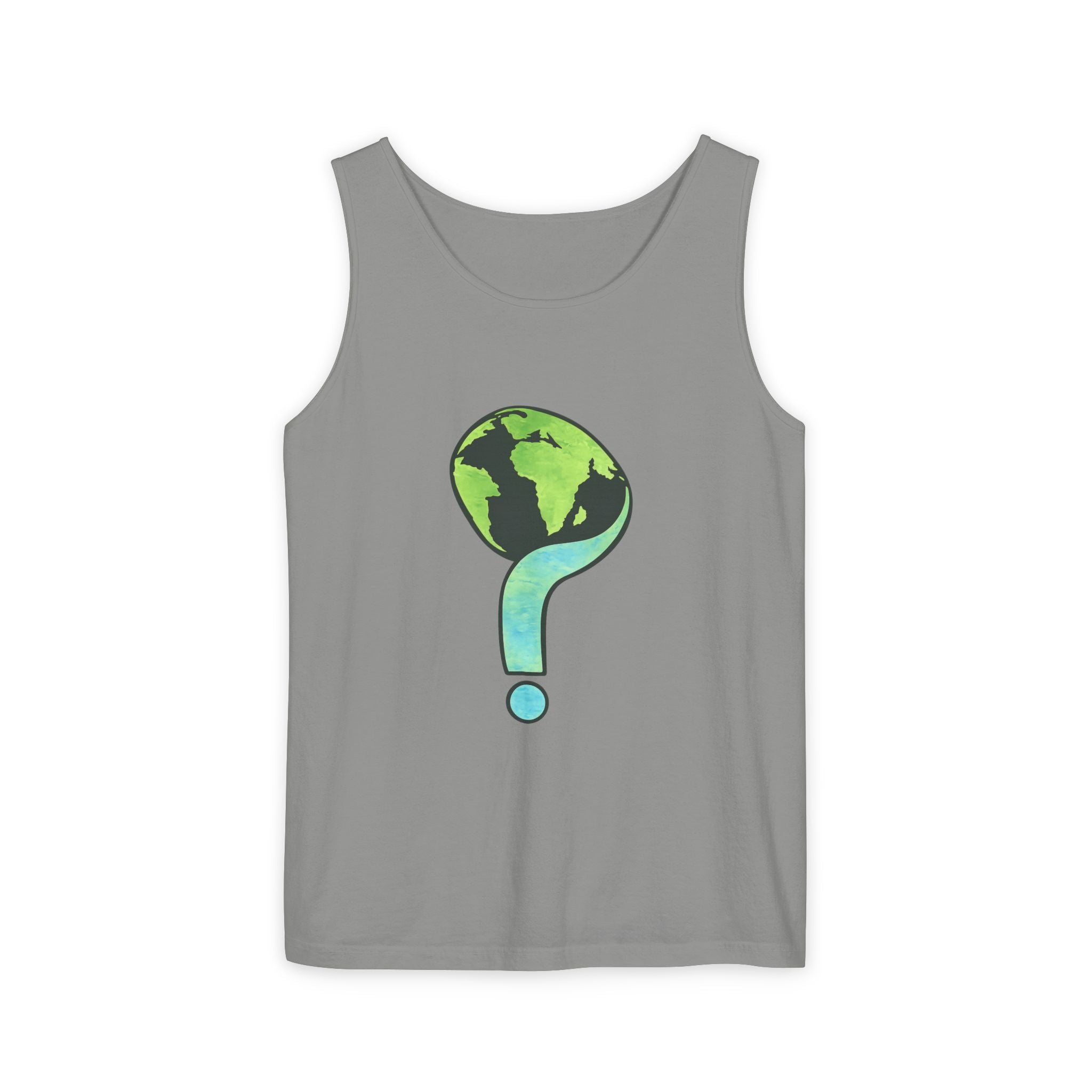 Earth Question Mark Tank Top — Sustainable Planet Graphic Tank - Creations by Chris and Carlos