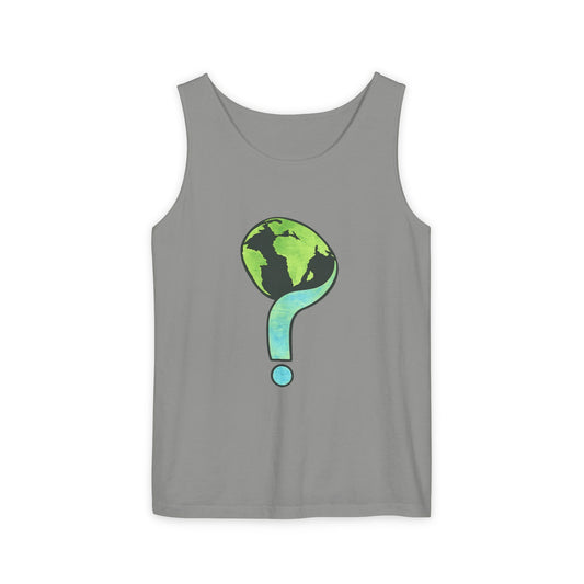 Earth Question Mark Tank Top — Sustainable Planet Graphic Tank - Creations by Chris and Carlos