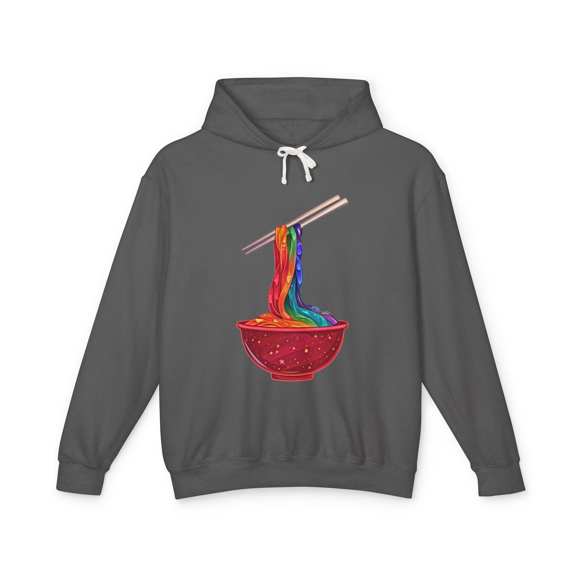 Rainbow Ramen Hoodie — Colorful Noodle Bowl Graphic Sweatshirt - Creations by Chris and Carlos