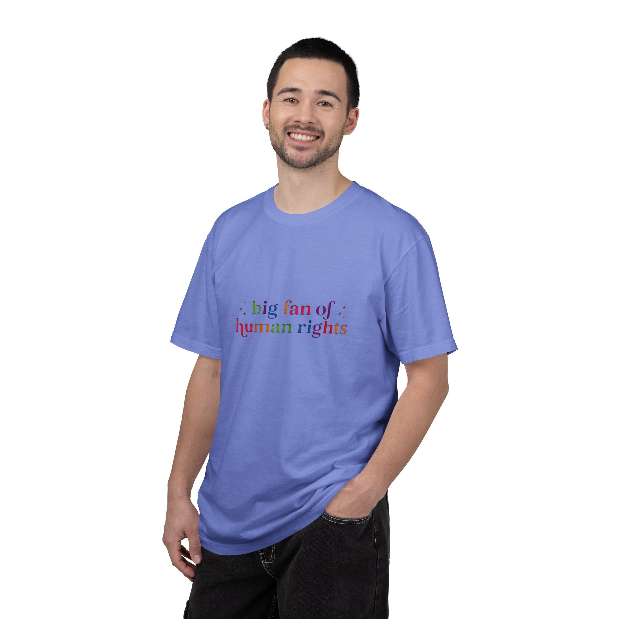 T-Shirt — "Big Fan of Human Rights" Graphic Tee (Equality & Activism Icons) - Creations by Chris and Carlos