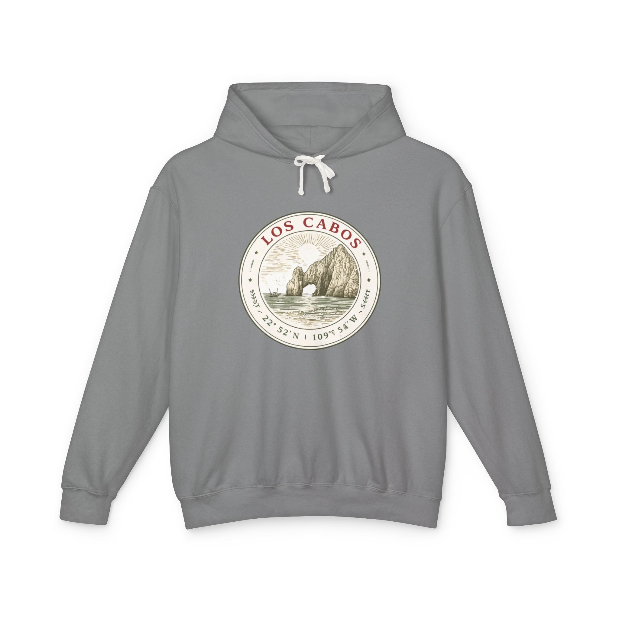 Los Cabos Vintage Crest Hoodie — Lightweight Travel Sweatshirt - Creations by Chris and Carlos