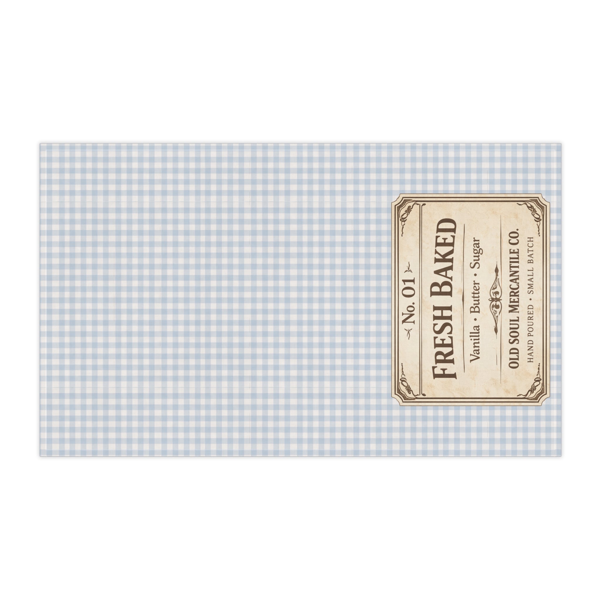 Fresh Baked Gingham Tea Towel — Vintage Bakery Label Cotton Kitchen Towel - Creations by Chris and Carlos