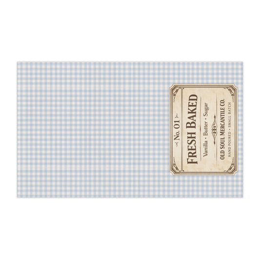 Fresh Baked Gingham Tea Towel — Vintage Bakery Label Cotton Kitchen Towel - Creations by Chris and Carlos