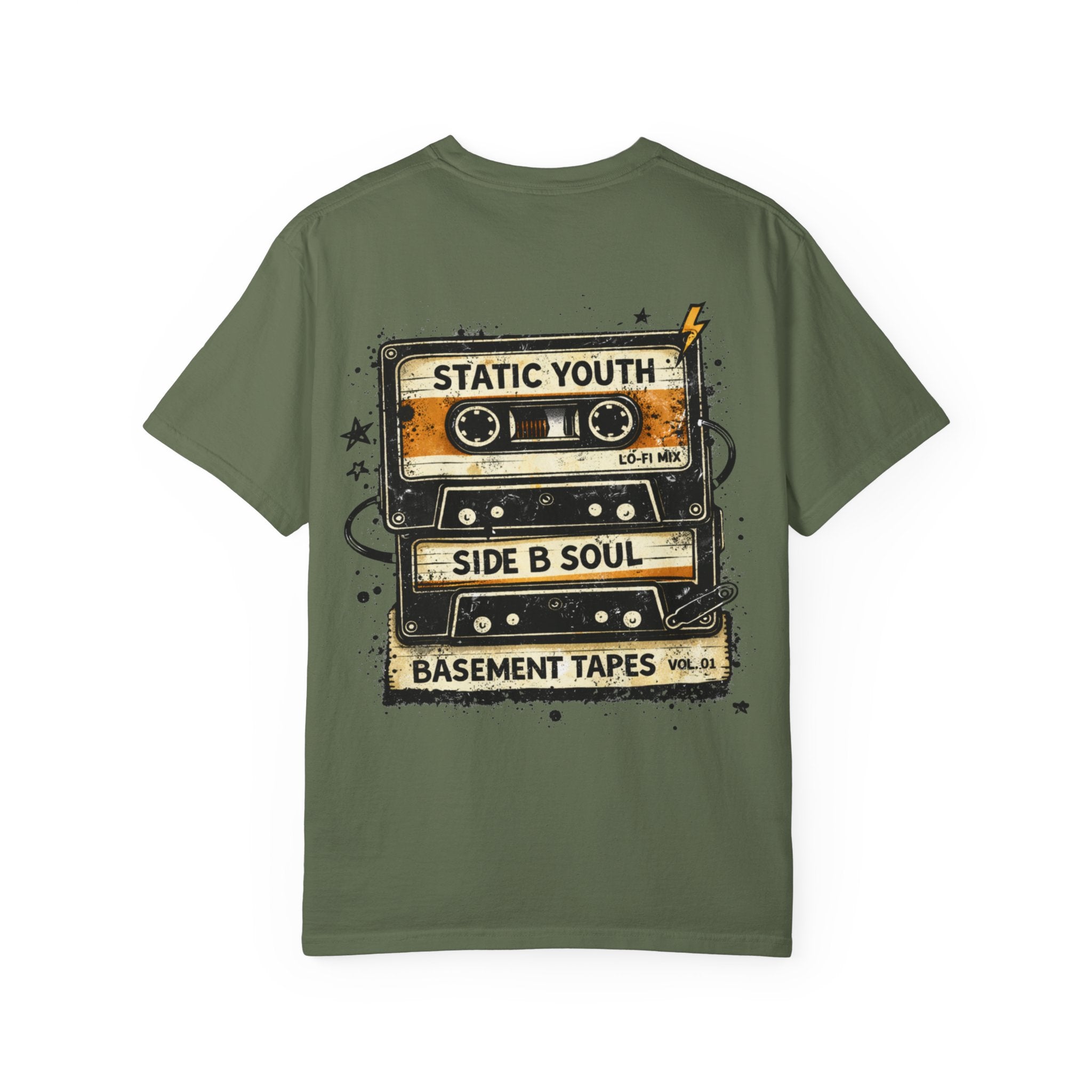 Basement Tapes Retro Cassette T-Shirt — "Static Youth / Side B Soul" - Creations by Chris and Carlos