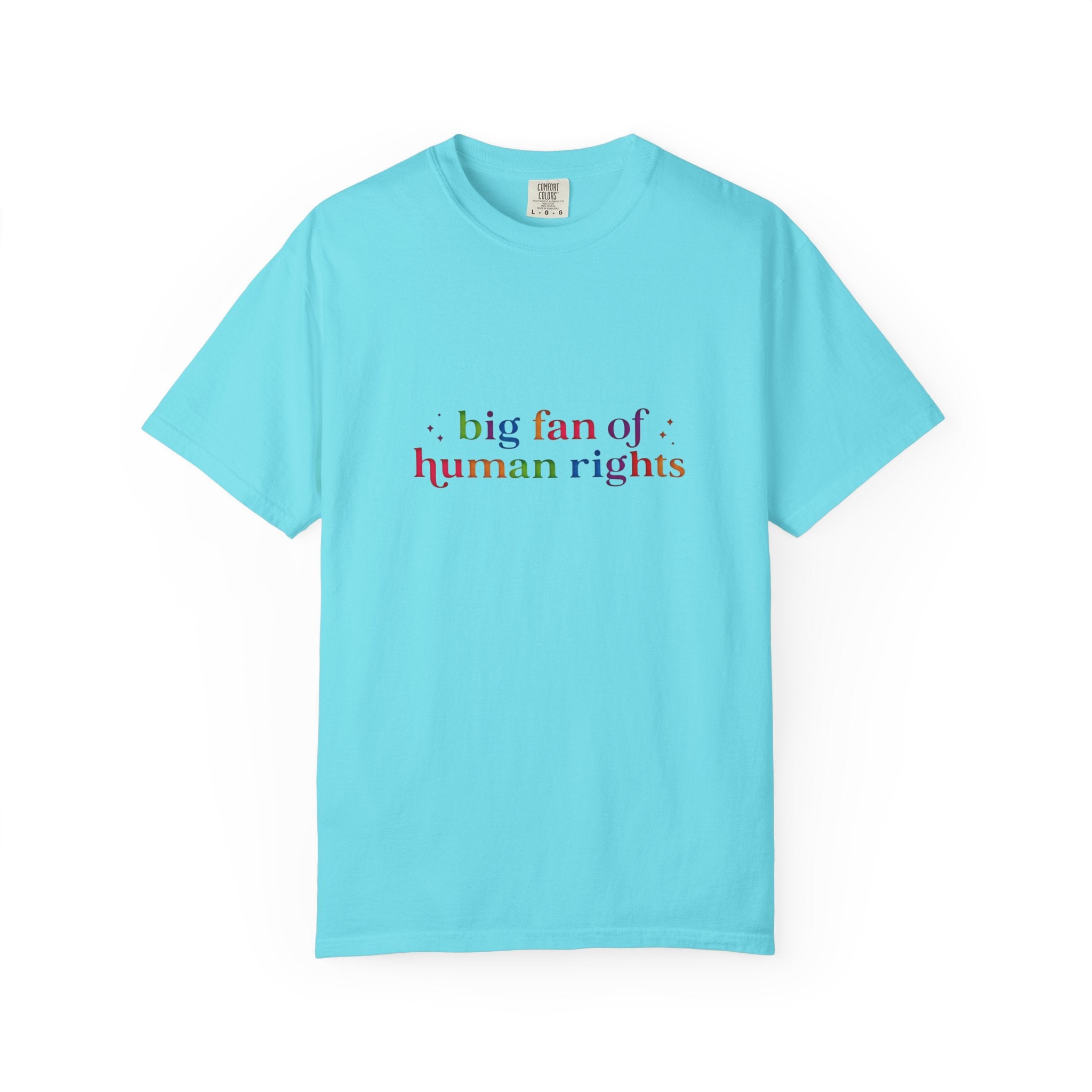 T-Shirt — "Big Fan of Human Rights" Graphic Tee (Equality & Activism Icons) - Creations by Chris and Carlos