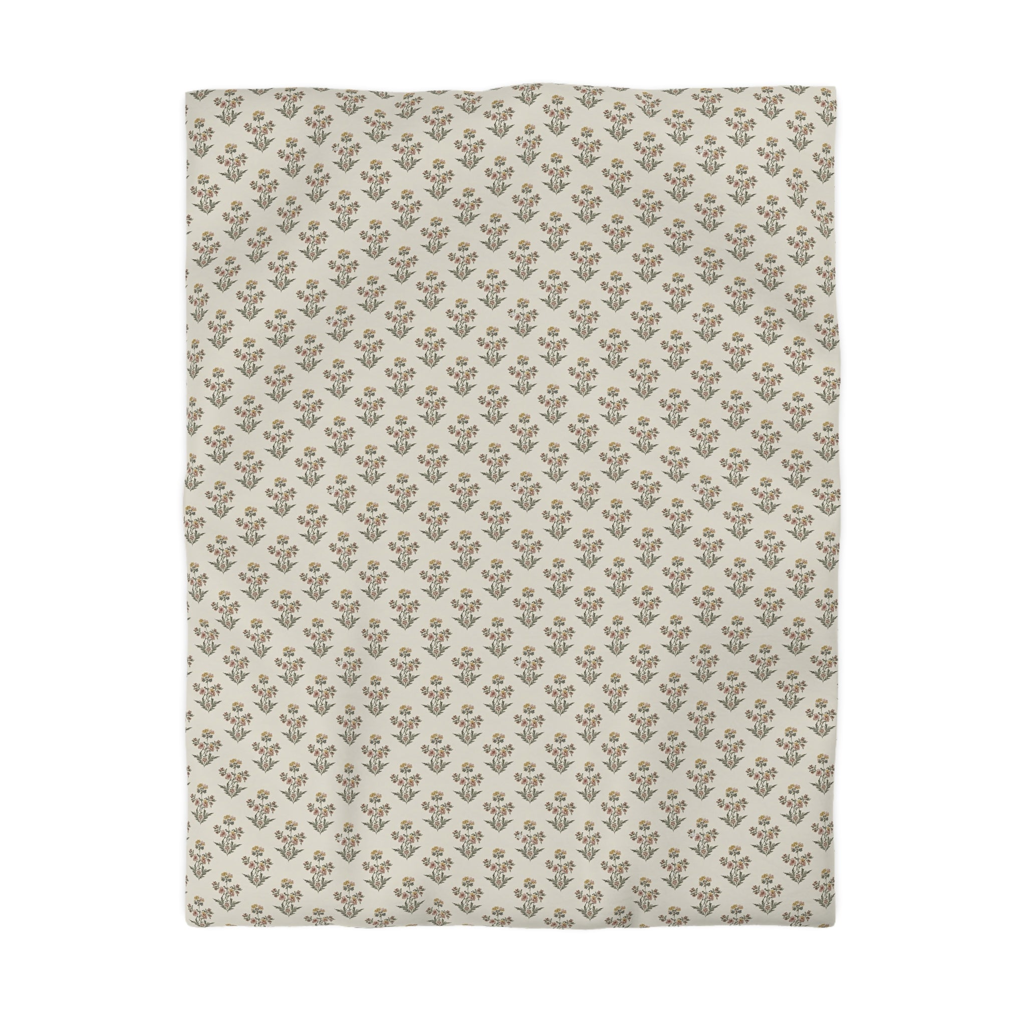 Neutral Floral Pattern Microfiber Duvet Cover — Minimal Boho Bedding - Creations by Chris and Carlos