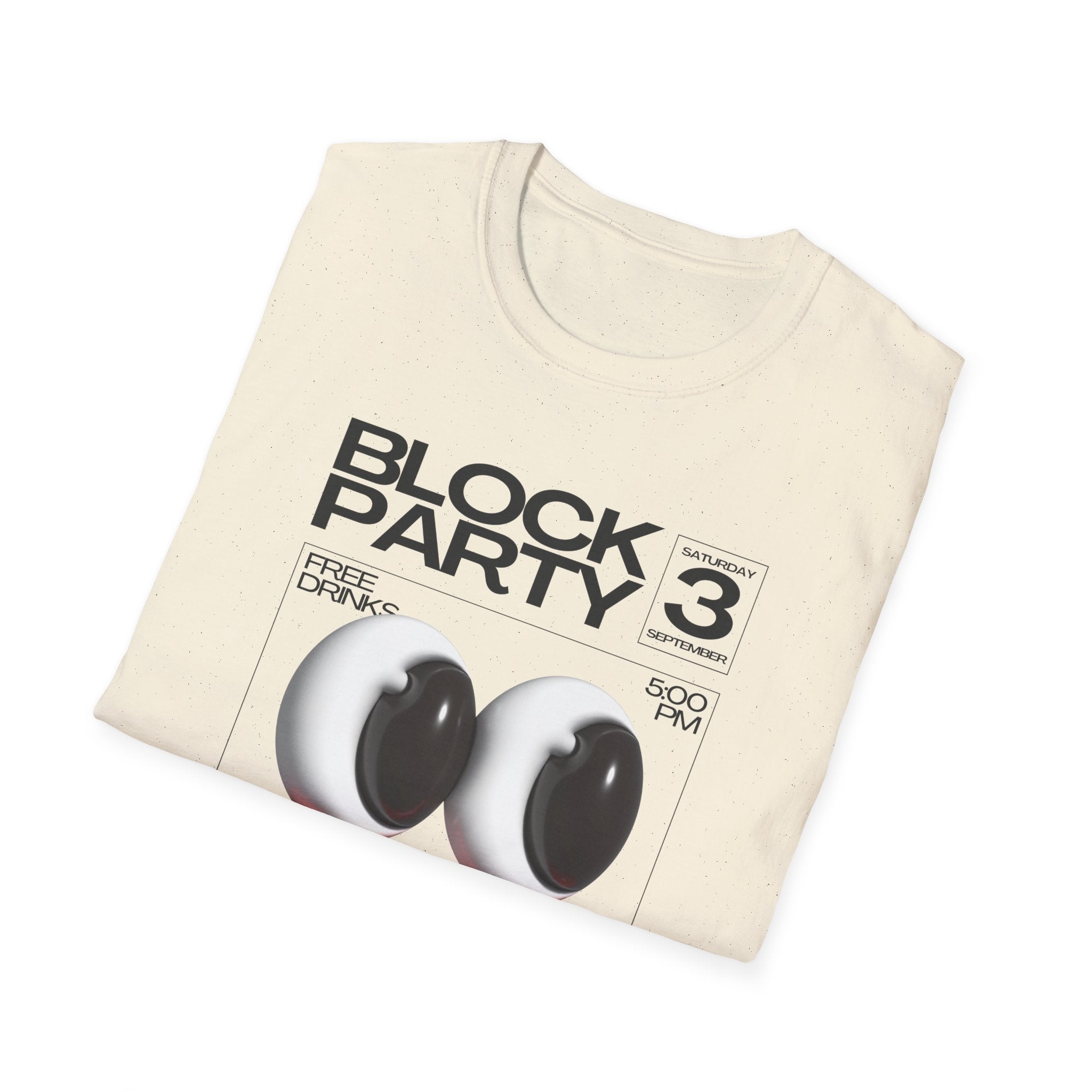 Block Party 3 Graphic Tee — 3D Smile Face Music Festival T-Shirt - Creations by Chris and Carlos