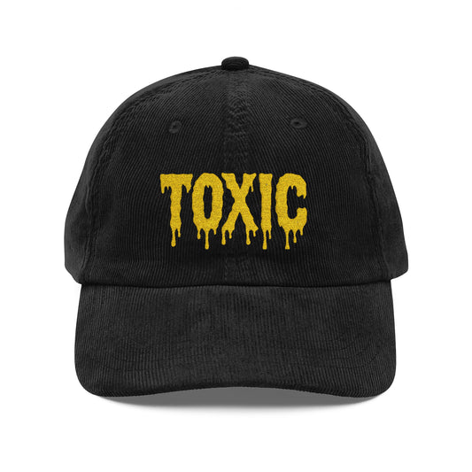 Vintage Corduroy Cap — Embroidered "TOXIC" Drip Graphic - Creations by Chris and Carlos