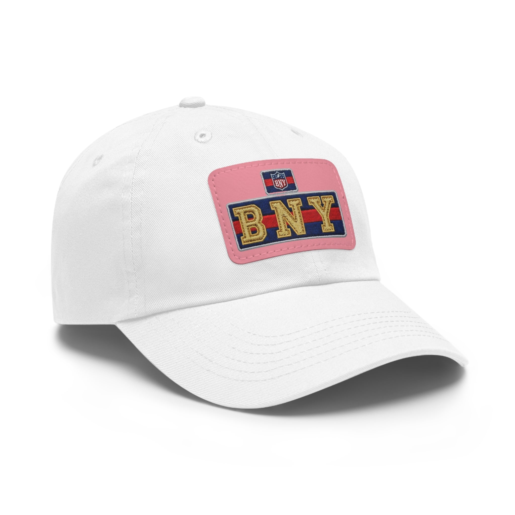 BNY Leather Patch Dad Hat – Vintage Varsity Baseball Cap - Creations by Chris and Carlos