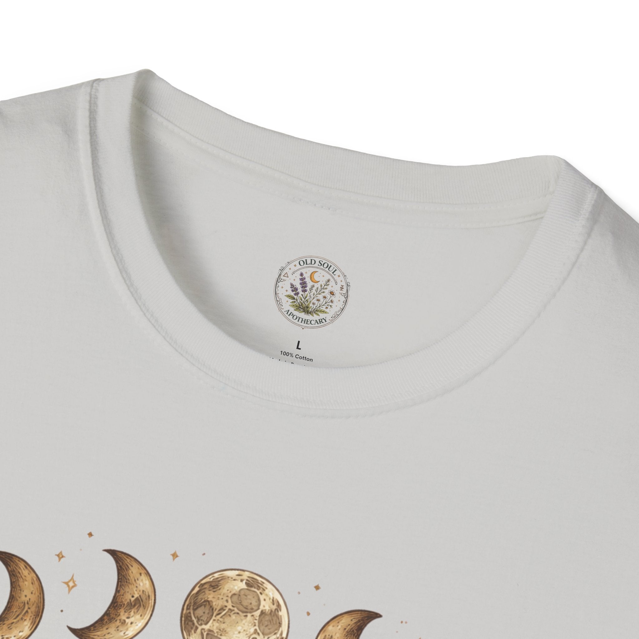 Old Soul Apothecary Botanical Moon Phase T-Shirt — Floral Moon Phases Tee - Creations by Chris and Carlos