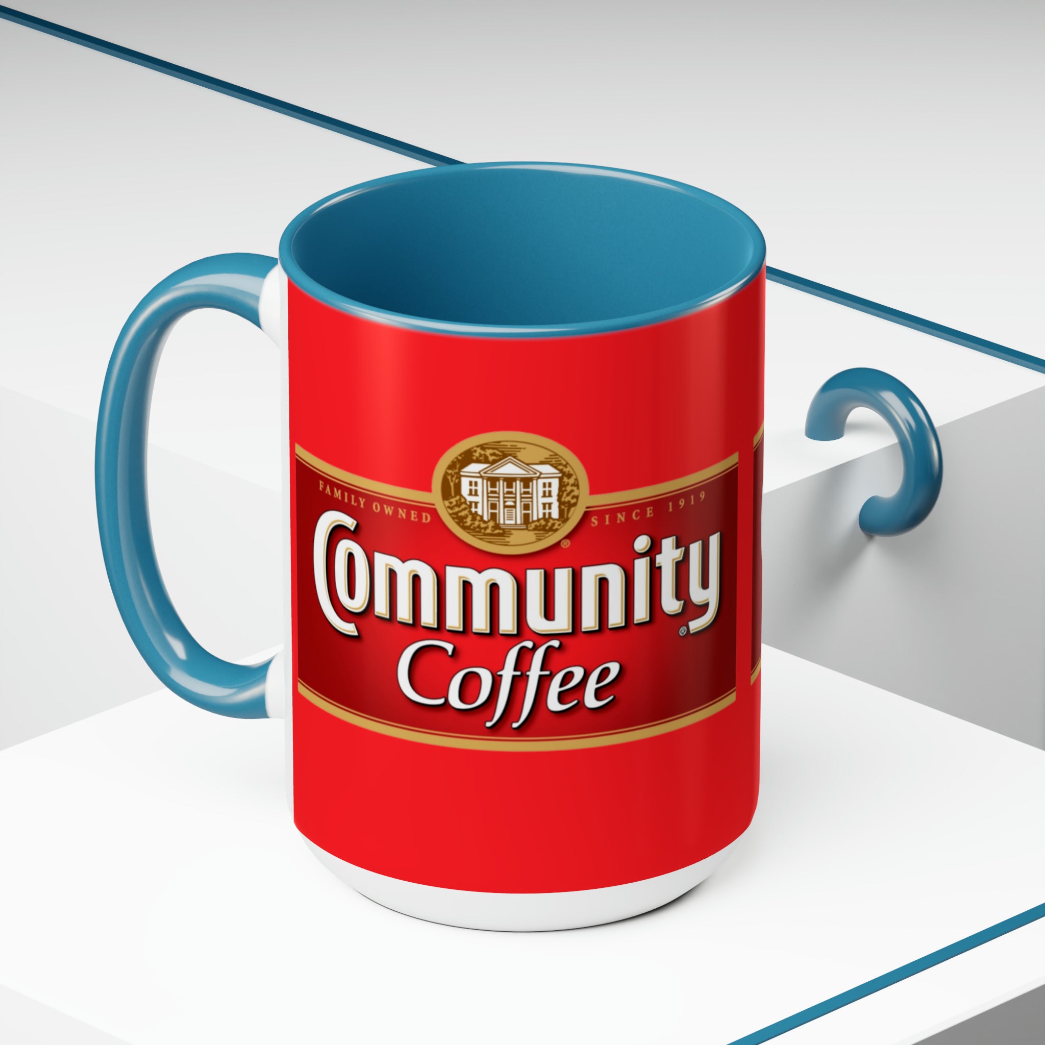 Community Coffee- jcWhite Ceramic Mug - Creations by Chris and Carlos
