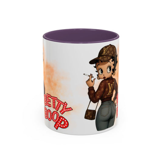 Accent Coffee Mug — Retro Pin-Up Character with 'Betty Boop' Text - Creations by Chris and Carlos
