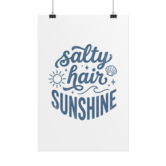 Salty Hair Sunshine Poster — Coastal Beach Wall Art Print - Creations by Chris and Carlos