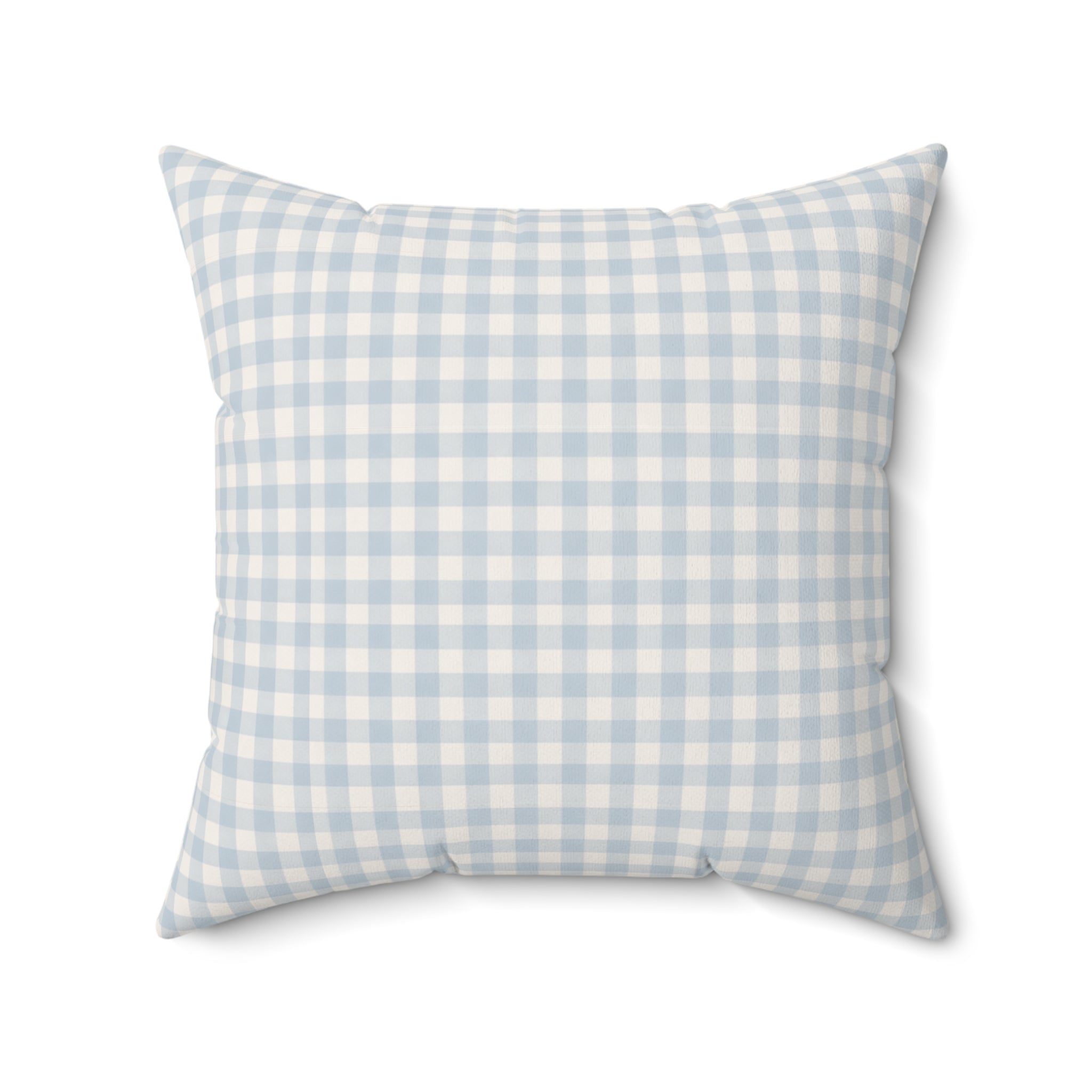 Gingham Faux Suede Square Pillow — Light Blue Check Decorative Throw Pillow - Creations by Chris and Carlos