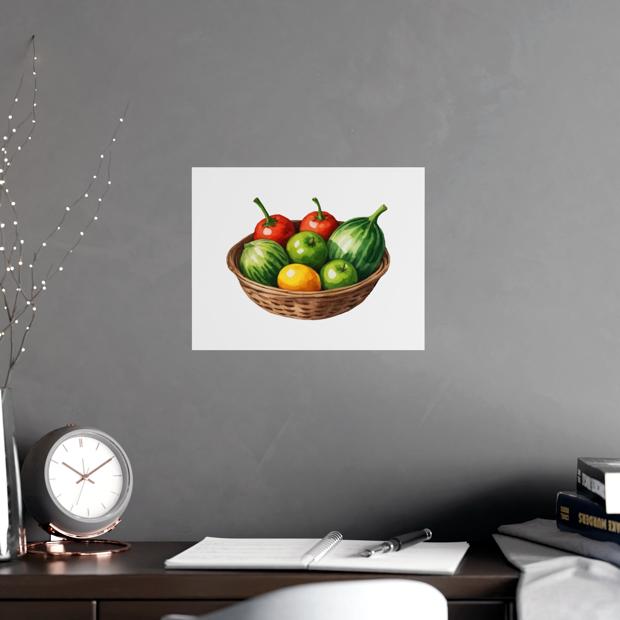Fruit Basket Matte Poster — Watercolor Kitchen Wall Art - Creations by Chris and Carlos