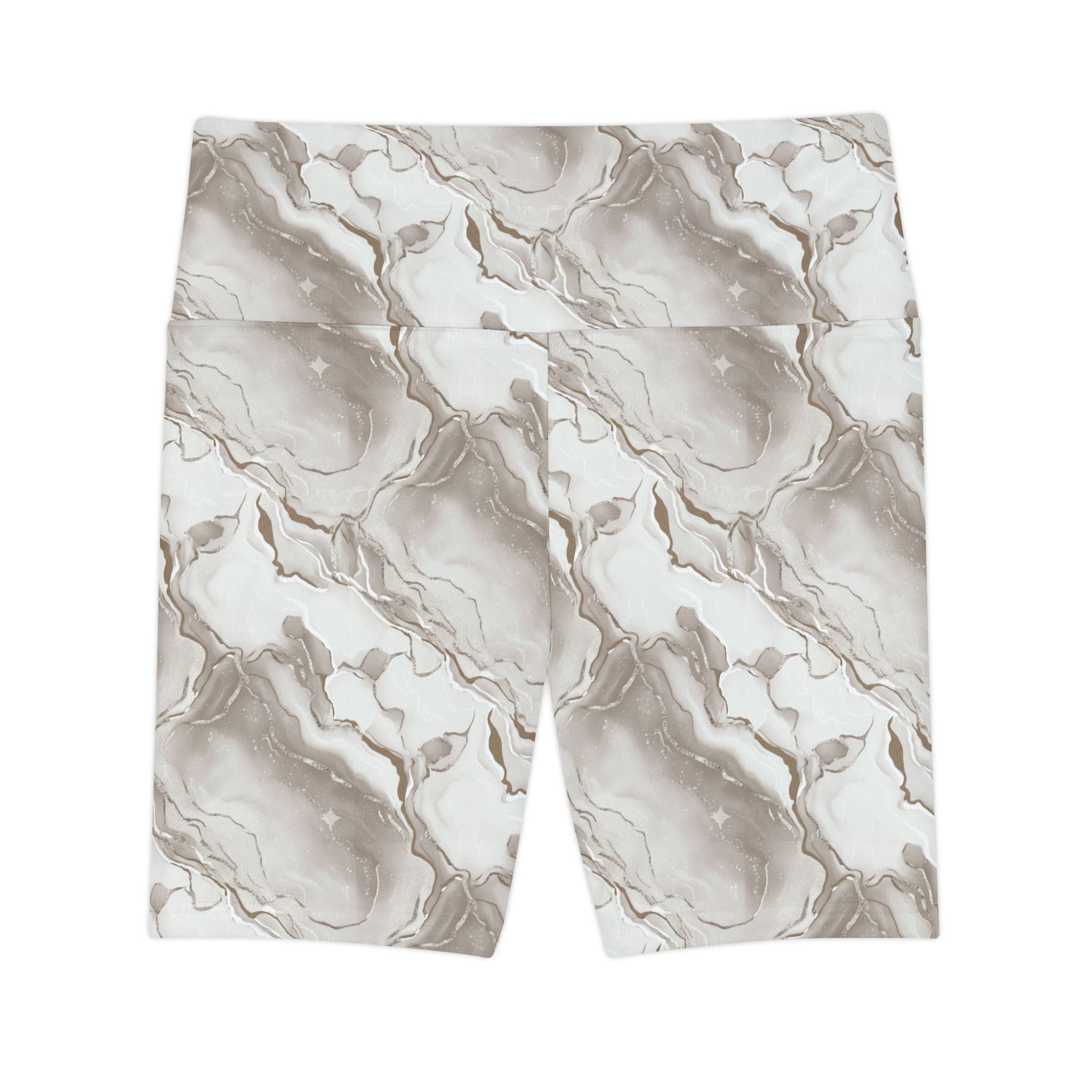 Marble Swirl Women's Workout Shorts — Taupe Gold Athletic Biker Shorts - Creations by Chris and Carlos