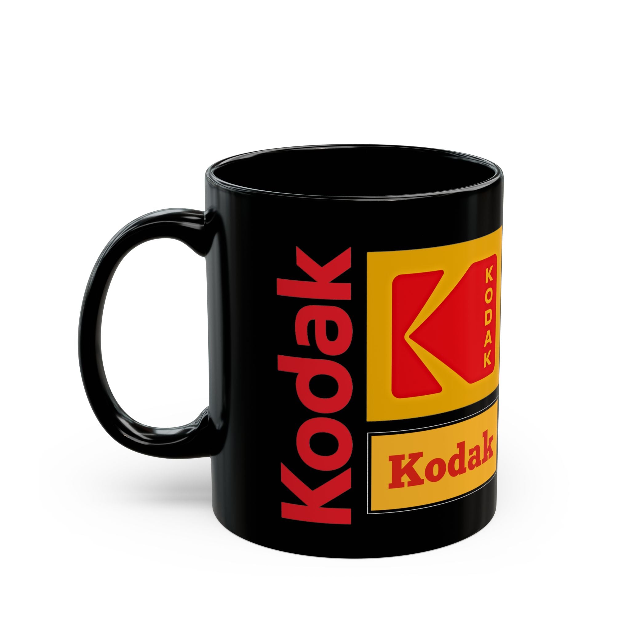 Kodak Logo Black Coffee Mug — Retro Film Photography Gift (11oz/15oz) - Creations by Chris and Carlos