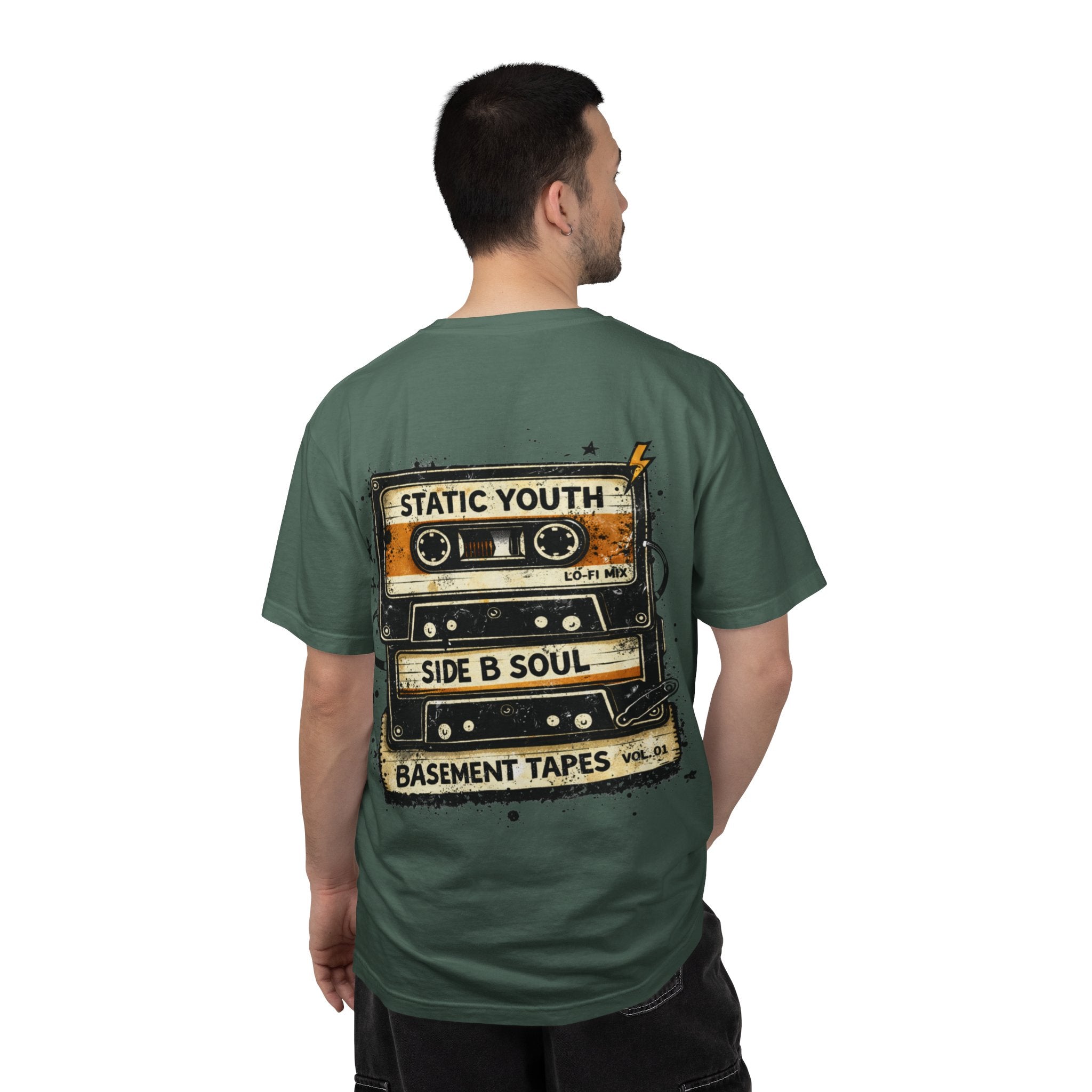 Basement Tapes Retro Cassette T-Shirt — "Static Youth / Side B Soul" - Creations by Chris and Carlos