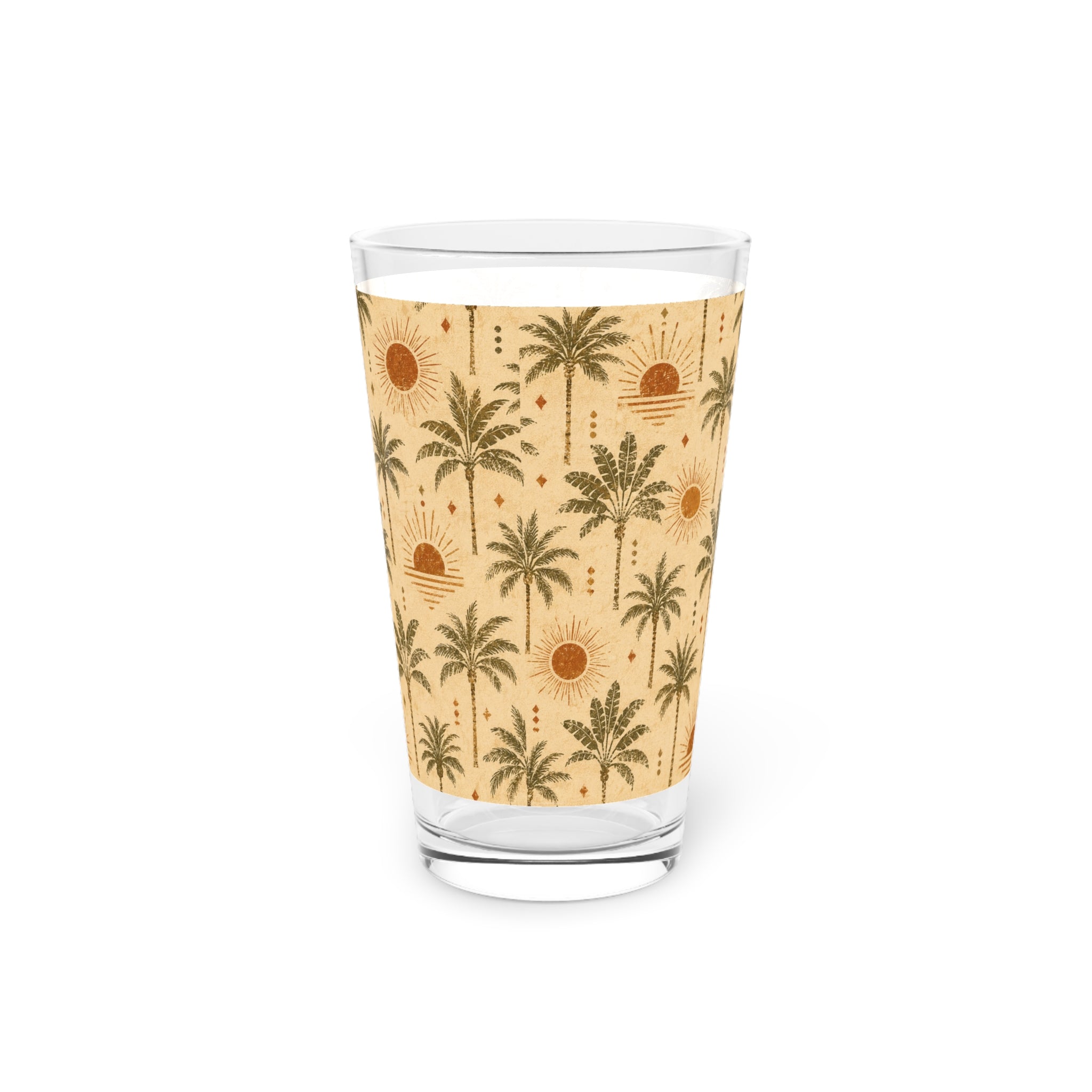 Palm Sunset Pint Glass — 16oz Tropical Palm Tree Beer Glass - Creations by Chris and Carlos