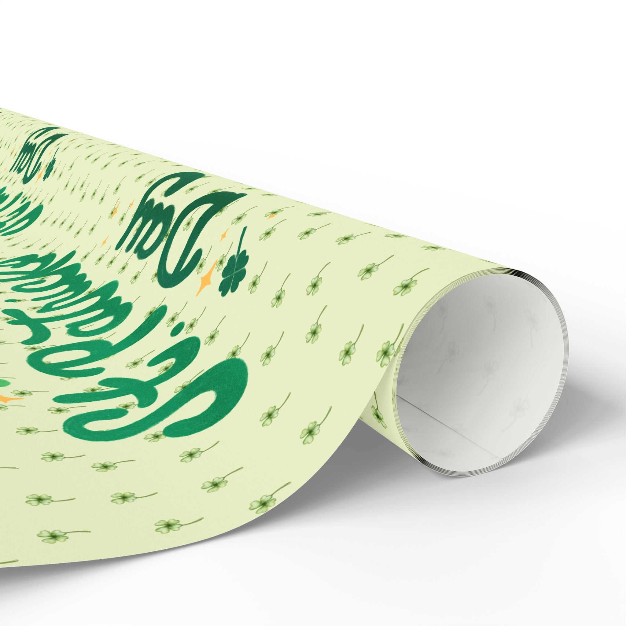 Wrapping Paper Roll — 'Happy St. Patrick's Day' Green Script Pattern - Creations by Chris and Carlos