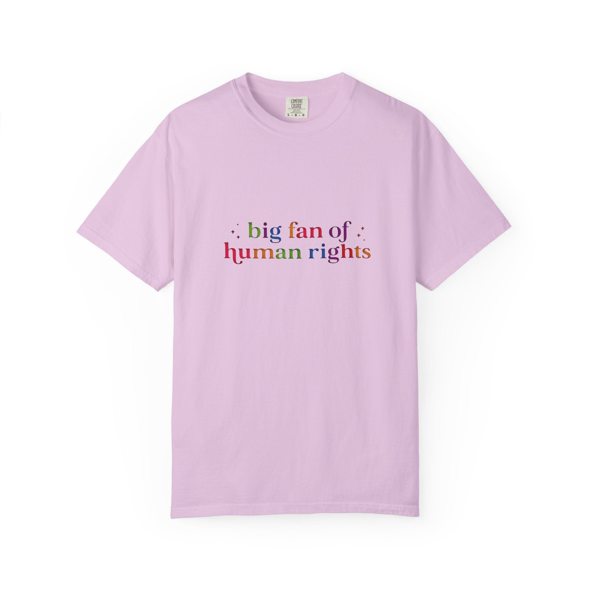 T-Shirt — "Big Fan of Human Rights" Graphic Tee (Equality & Activism Icons) - Creations by Chris and Carlos