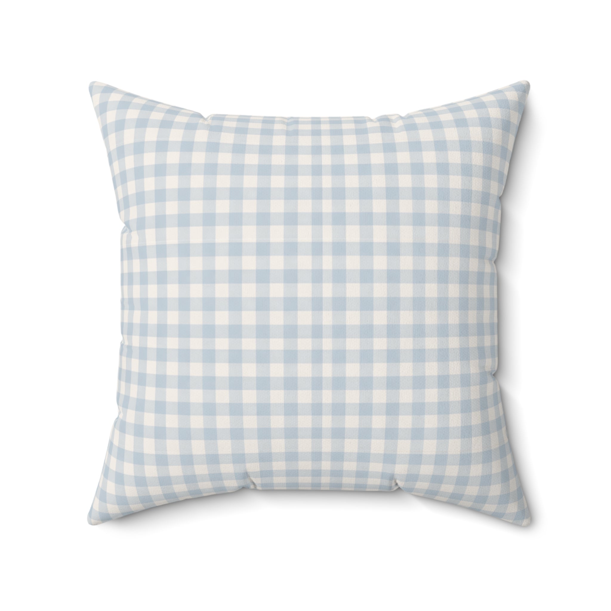 Gingham Faux Suede Square Pillow — Light Blue Check Decorative Throw Pillow - Creations by Chris and Carlos