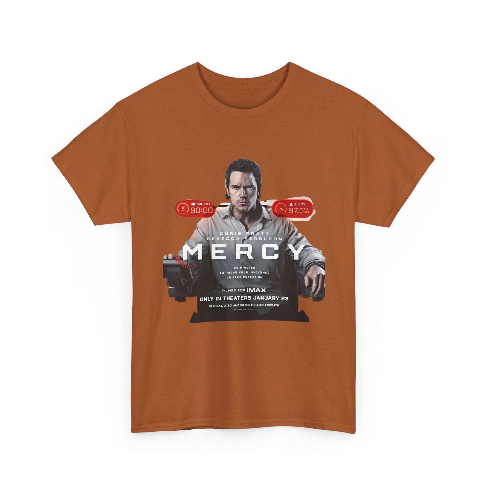 Mercy Movie Poster T‑Shirt — Thriller Film Graphic Tee - Creations by Chris and Carlos