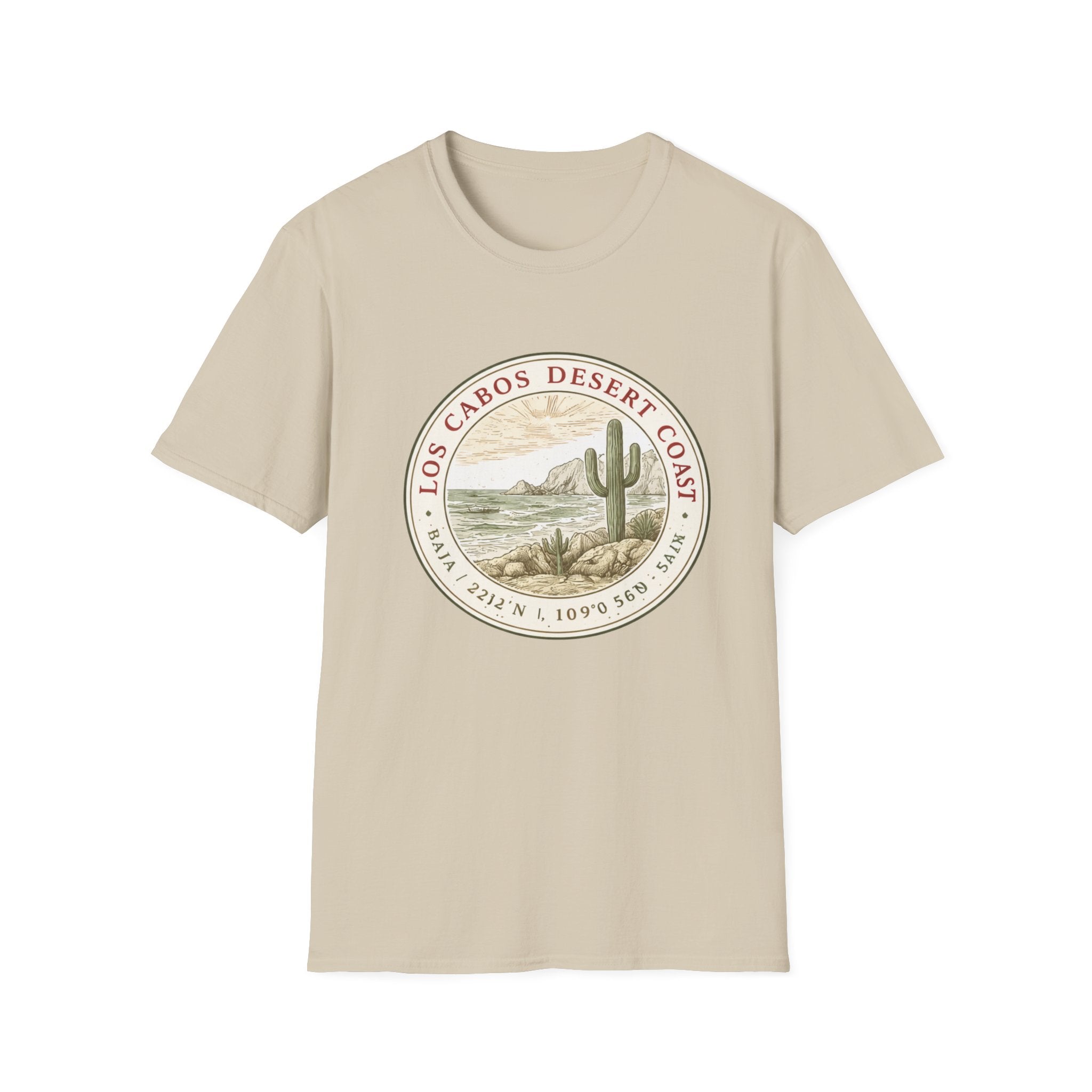 Los Cabos Desert Coast T-Shirt – Vintage Cactus Beach Badge - Creations by Chris and Carlos