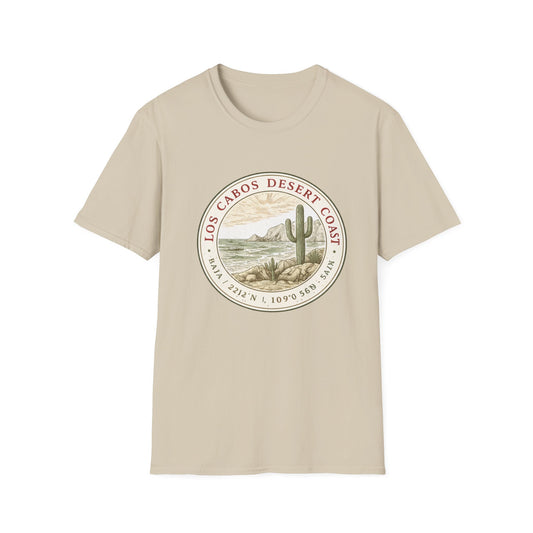 Los Cabos Desert Coast T-Shirt – Vintage Cactus Beach Badge - Creations by Chris and Carlos