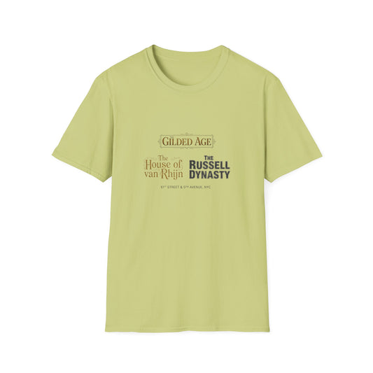 Gilded Age TV Series Logo T-Shirt — "The House of van Rhijn / The Russell Dynasty" Retro Cast Design - Creations by Chris and Carlos