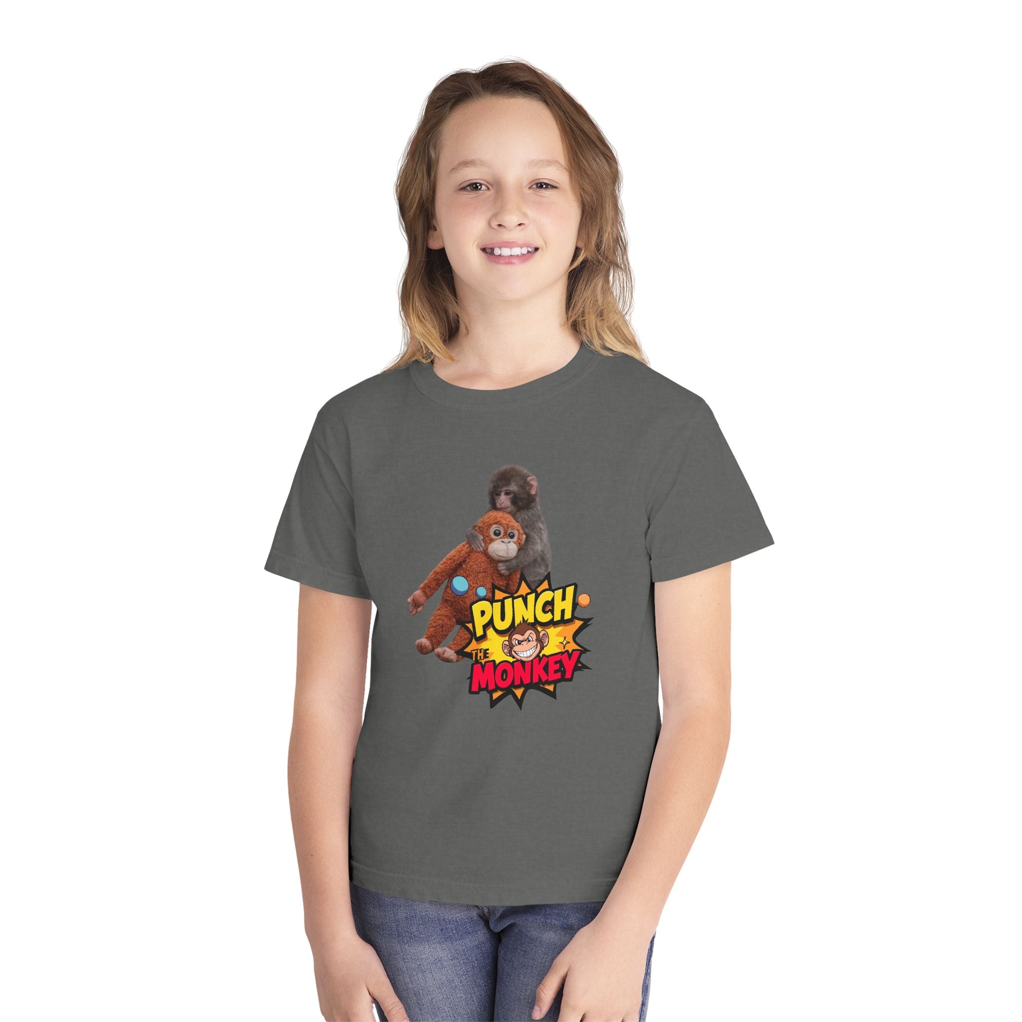 Punch Monkey Youth T‑Shirt — Cute Cartoon Monkey Graphic Tee for Kids - Creations by Chris and Carlos