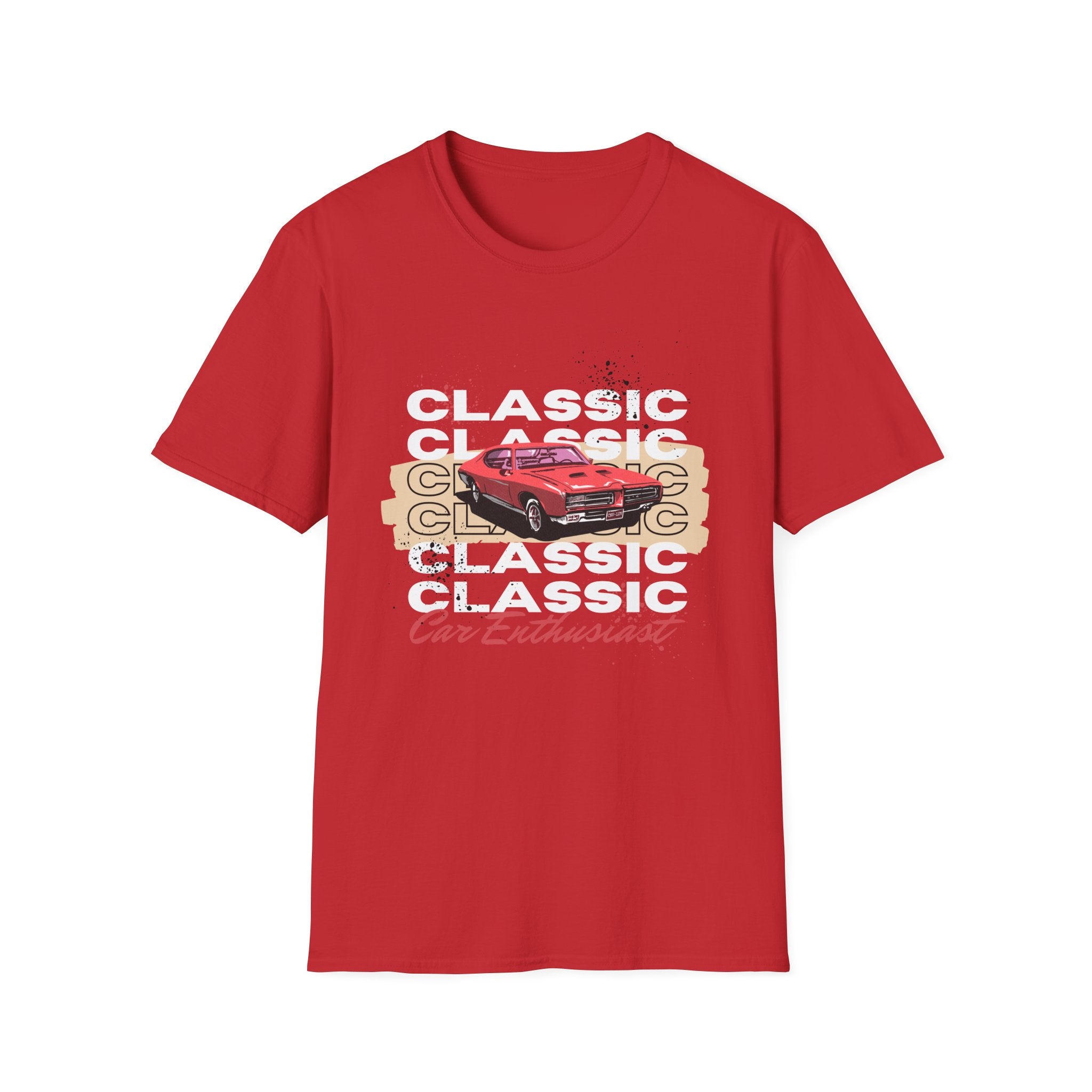 Classic Car Enthusiast T-Shirt — Vintage Red Muscle Car Graphic - Creations by Chris and Carlos