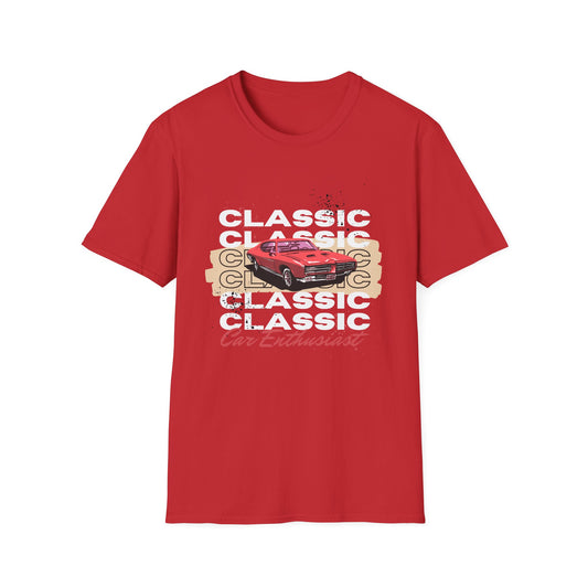 Classic Car Enthusiast T-Shirt — Vintage Red Muscle Car Graphic - Creations by Chris and Carlos