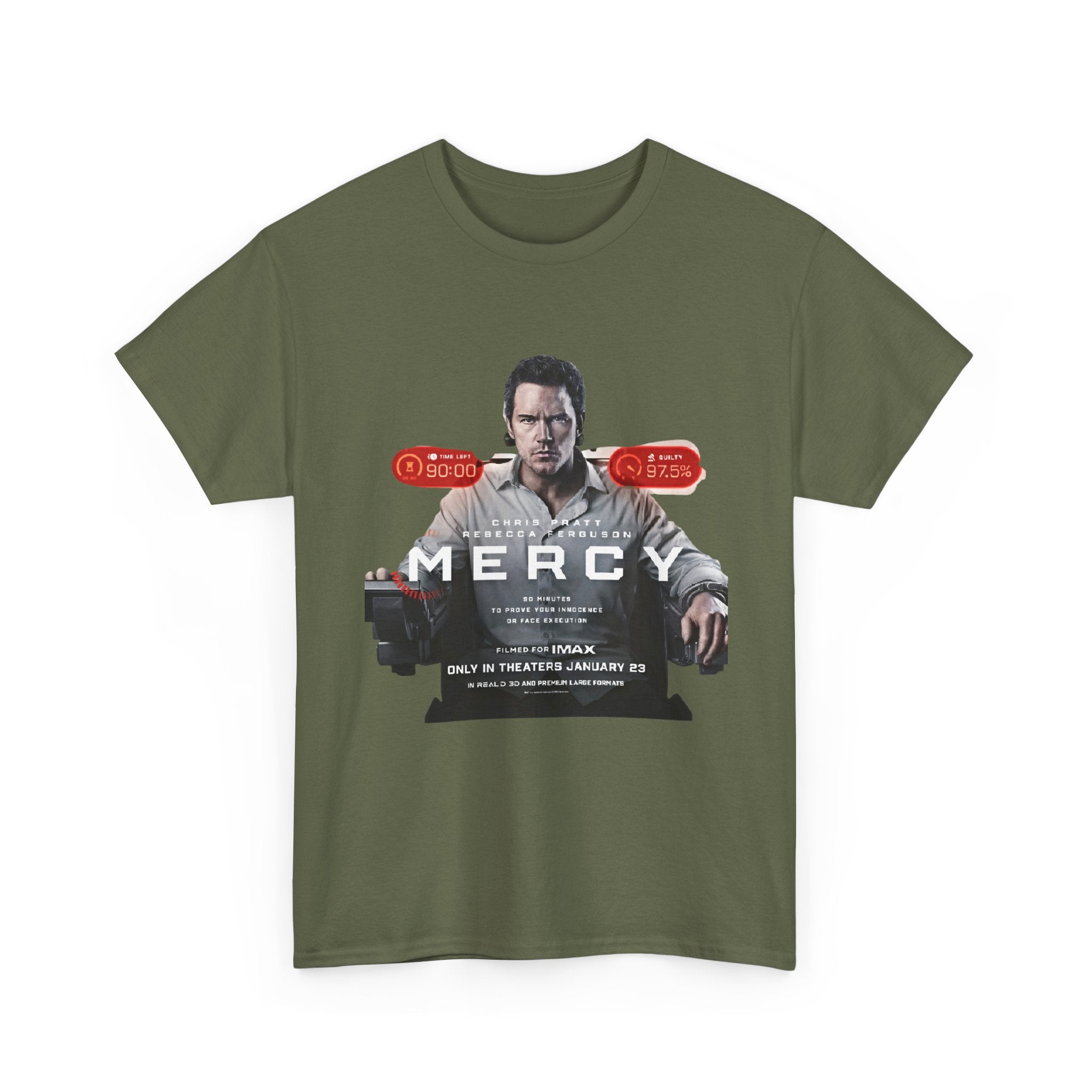 Mercy Movie Poster T‑Shirt — Thriller Film Graphic Tee - Creations by Chris and Carlos