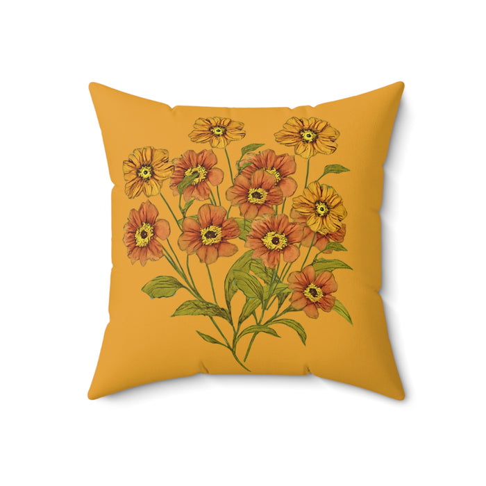 Floral Spun Polyester Square Pillow | Midnight Meadow Decorative Cushion, Home Decor, Spring Decor, Gift for Her, Anniversary Gift - Creations by Chris and Carlos