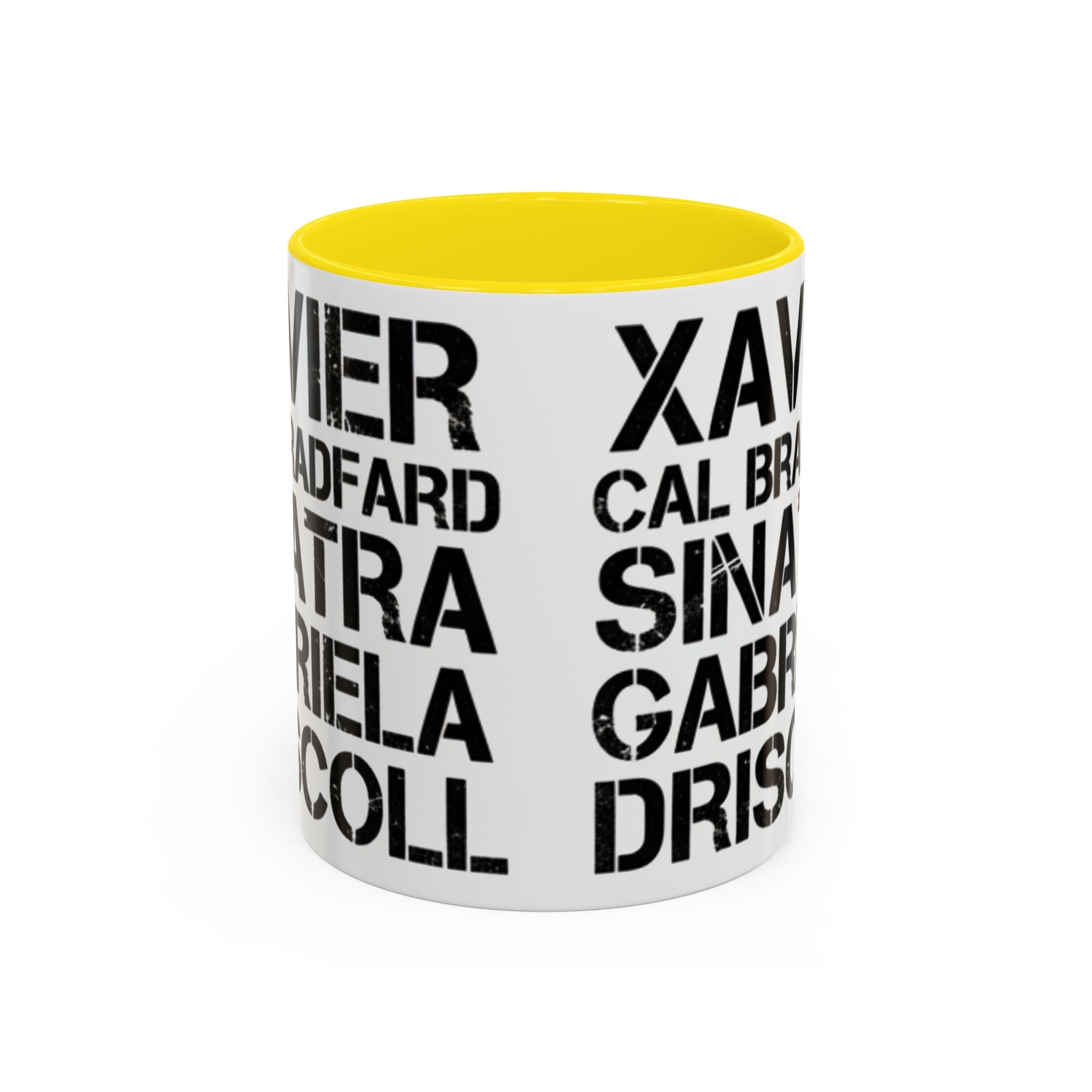 Paradise TV Show Typography Names Accent Coffee Mug — Bold Black Name List Design (11/15oz) - Creations by Chris and Carlos