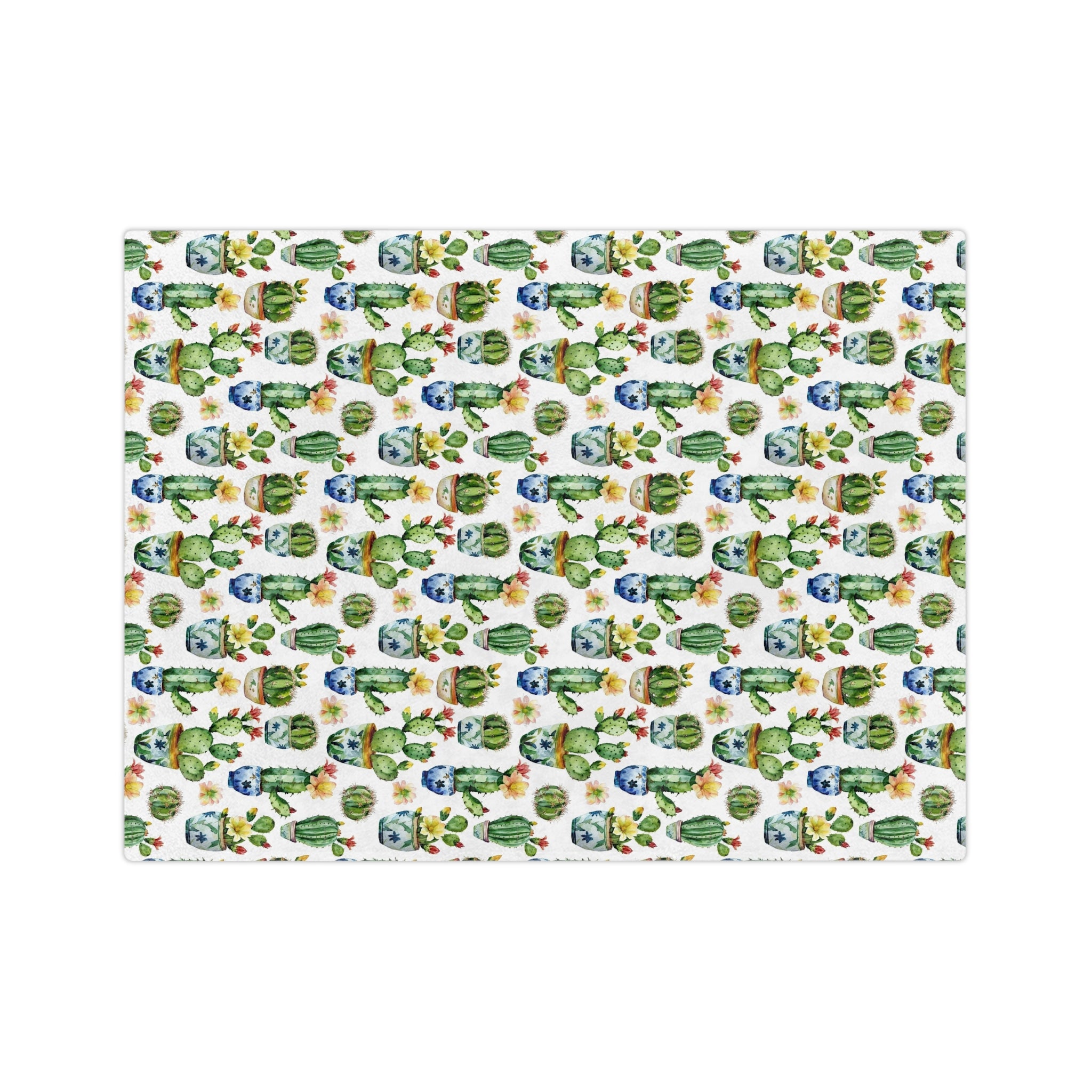 Sol y Alegría (Sun and Joy) Collection- Cactus Succulent Pattern Microfiber Blanket Soft Velveteen Throw for Home & Garden Lovers - Creations by Chris and Carlos