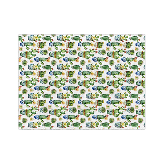 Sol y Alegría (Sun and Joy) Collection- Cactus Succulent Pattern Microfiber Blanket Soft Velveteen Throw for Home & Garden Lovers - Creations by Chris and Carlos