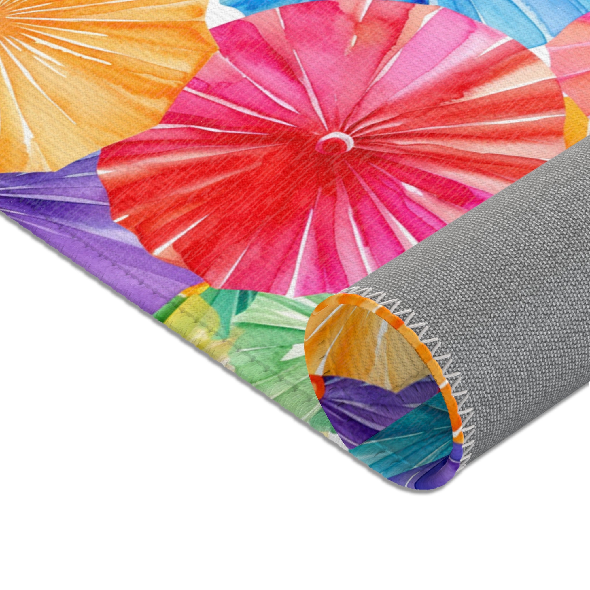 Sol y Alegría (Sun and Joy) Collection- Vibrant Umbrella Pattern Area Rug — Colorful Tropical Beach Vibe Accent Rug - Creations by Chris and Carlos